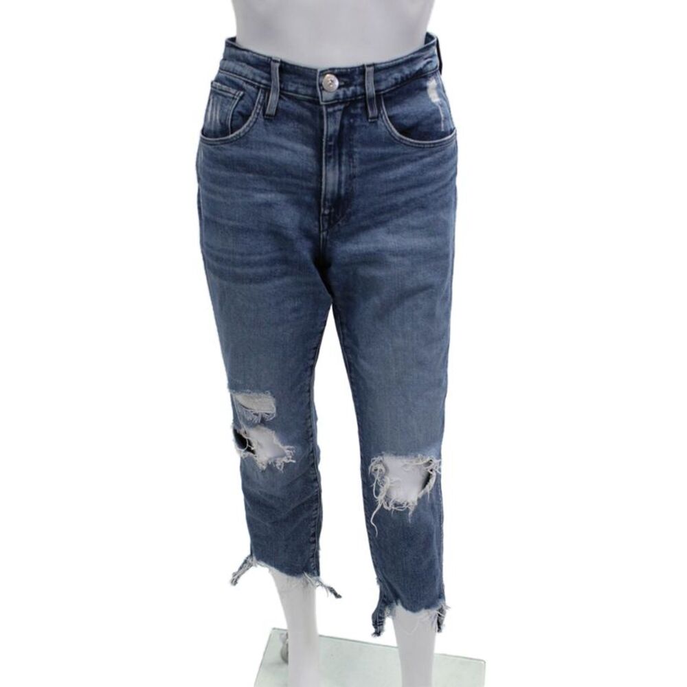3x1 NYC Women Cropped Mom Jeans Blue Mid Rise Size 28